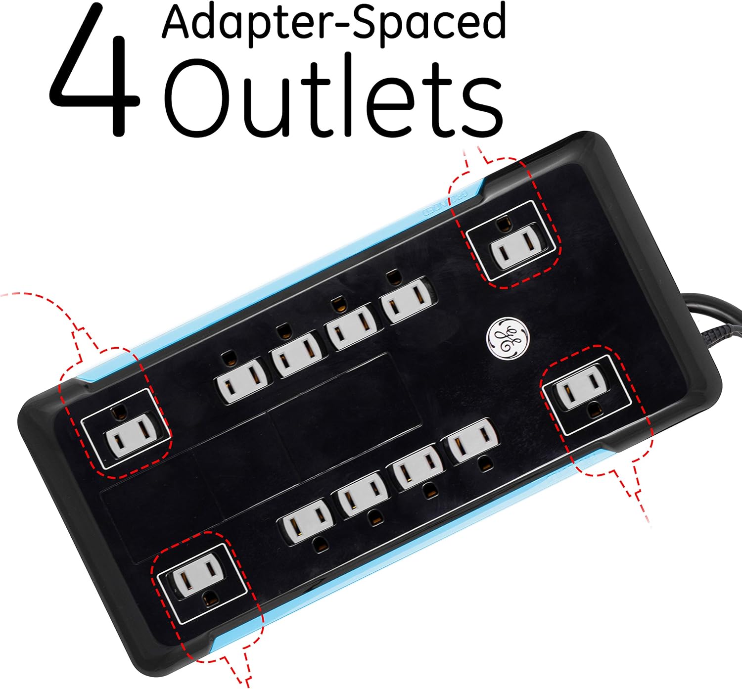 12 Outlet Surge Protector, 2 USB Ports, 8 Ft Power Cord, 4320 Joules, Flat Plug, Black, Pack of 2 G524