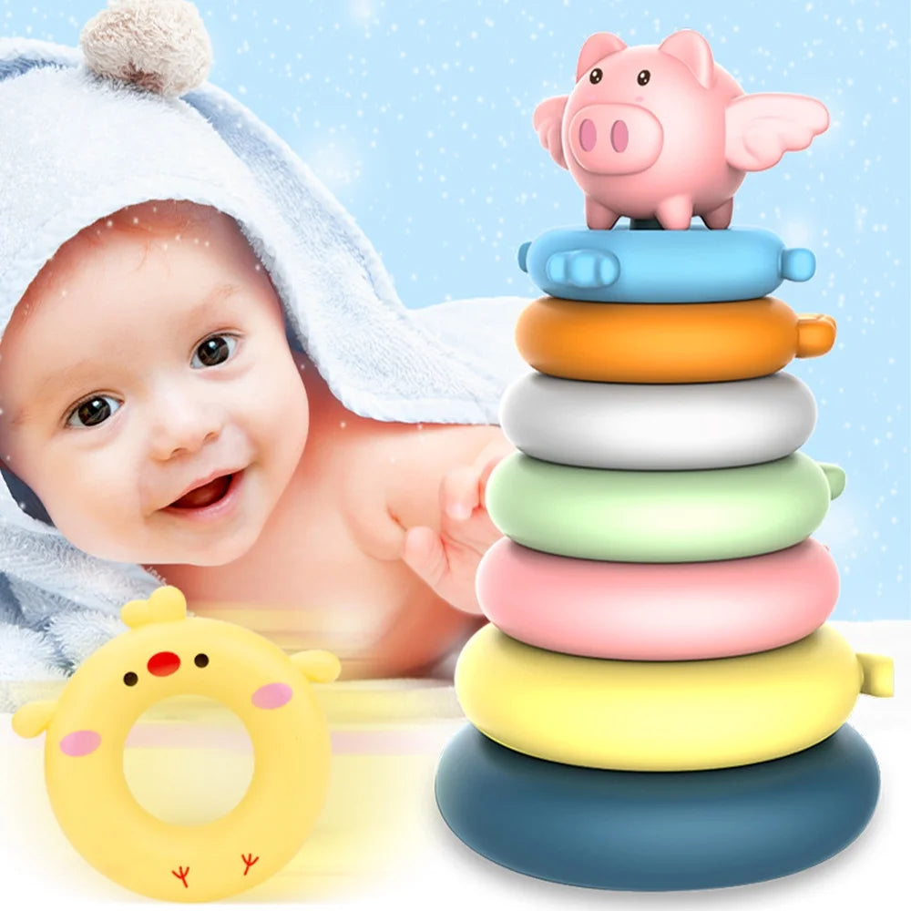 7 Rings Baby Stacking & Nesting Toys Montessori Baby Blocks Stacker L999