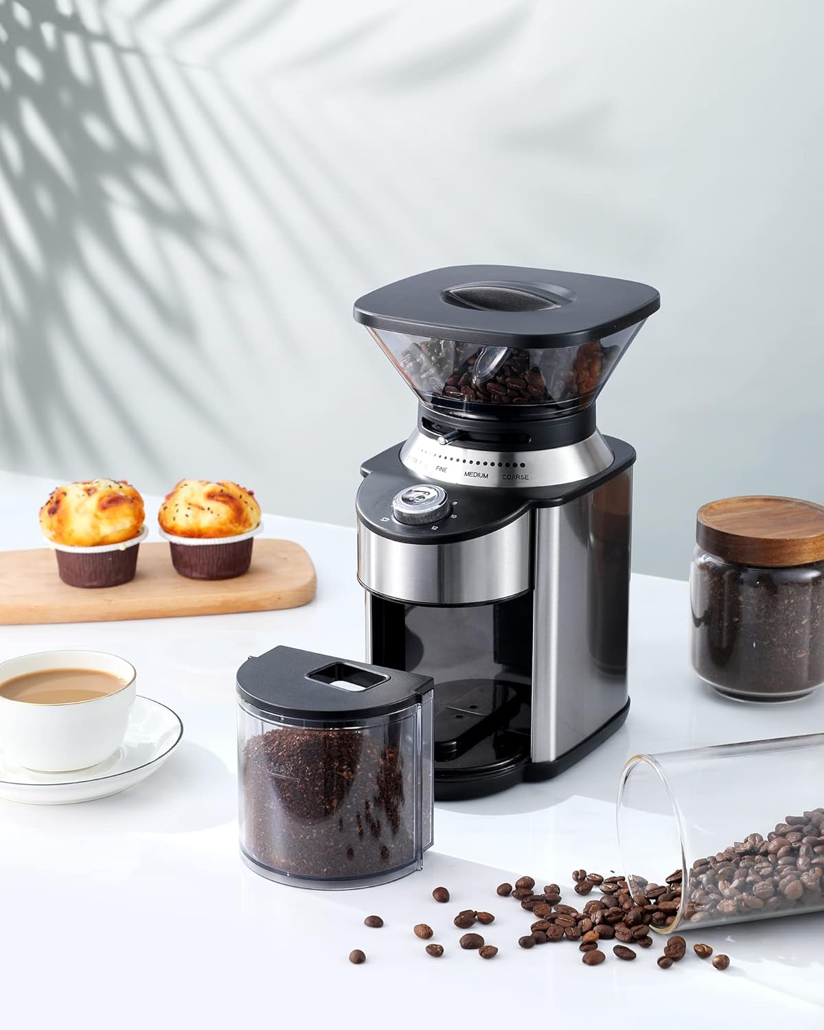 Stainless Steel Conical Burr Coffee Grinder with 19 Precise Grind Settings, Pack of 2 F5449