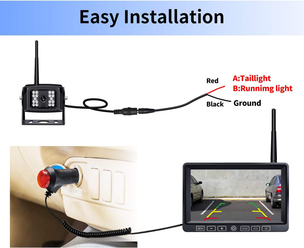 9'' Wireless Backup Camera System with 9 Inch DVR Quad Split Monitor W448515