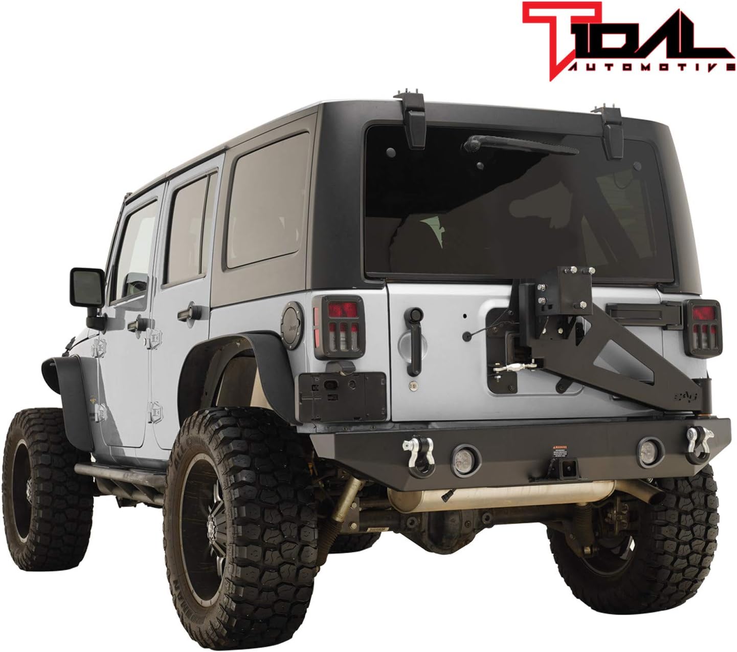 Rear Bumper with Spare Tire Rack and Hitch Receiver with 2 LED Lights M32966