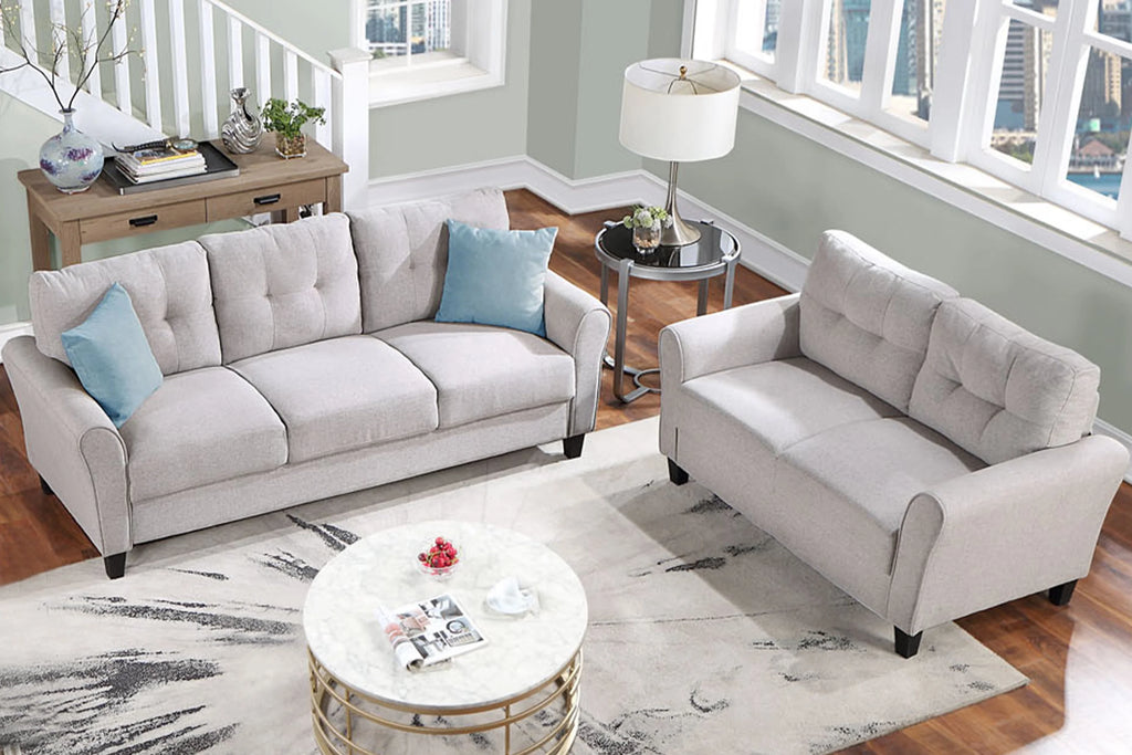 Linen Upholstered Light Grey Sofa Set (2+3-Seat) I24852