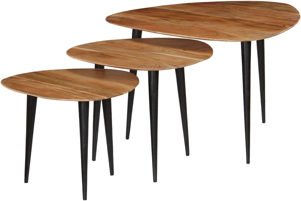 Solid Acacia Wood Coffee Table Set 3 Pieces I5027