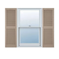 Custom Cathedral Top Center Mullion Open Louver Shutters with Shutter-Loks P706