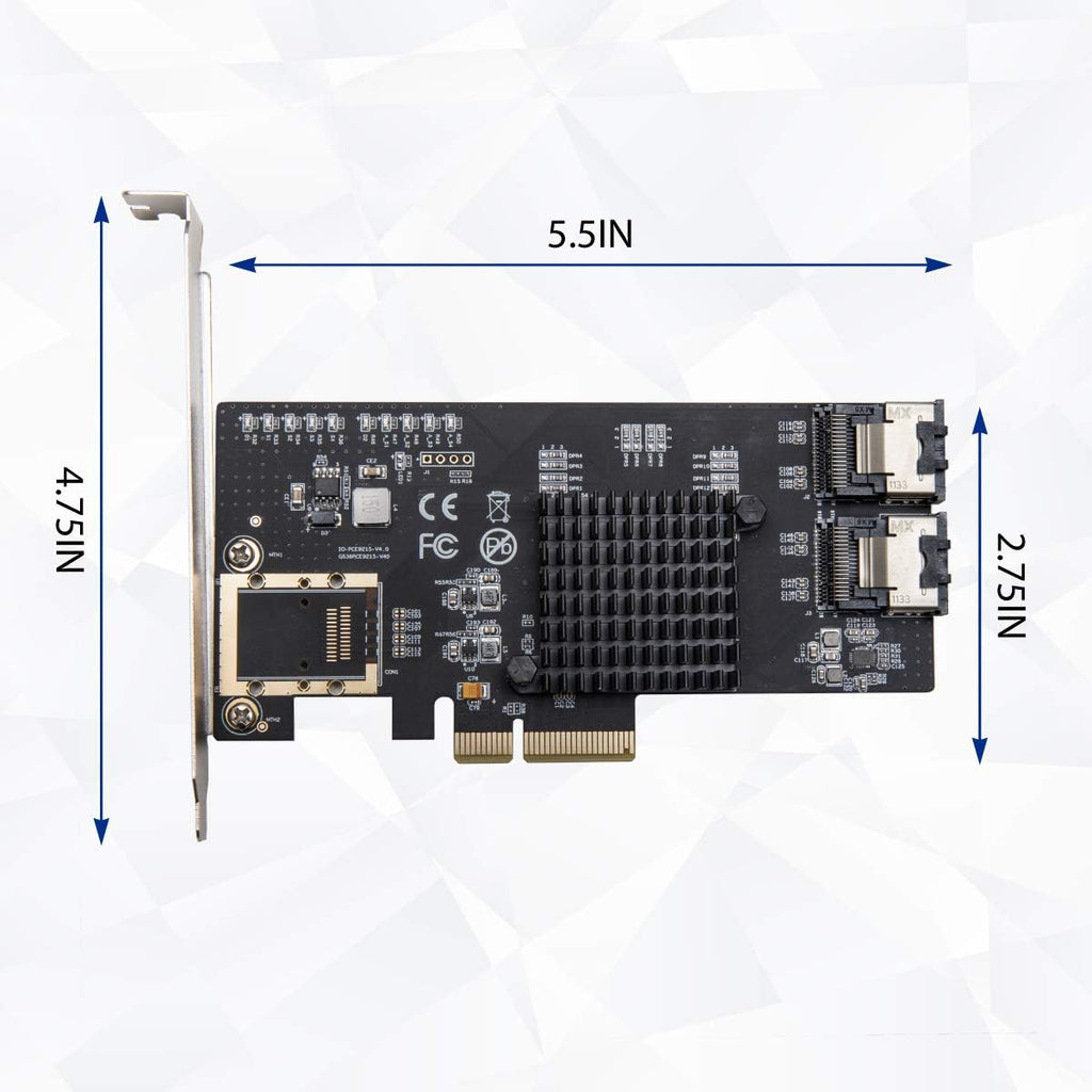 8 Port SATA III PCI-e x4 Expansion Card with Mini SAS to SATA Break Out Cables U539
