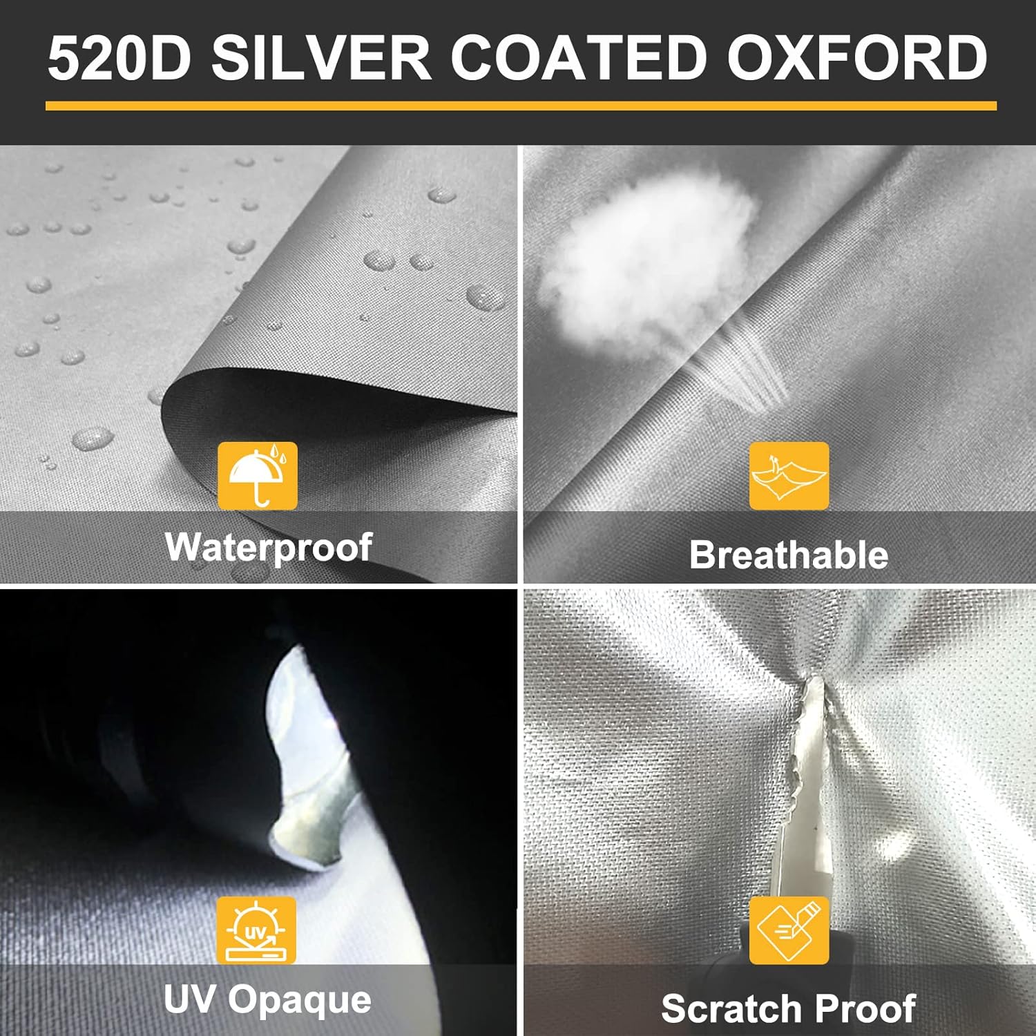 520D Oxford Pop up Camper Cover Waterproof Breathable Anti-UV Ripstop RV Storage Cover U3742