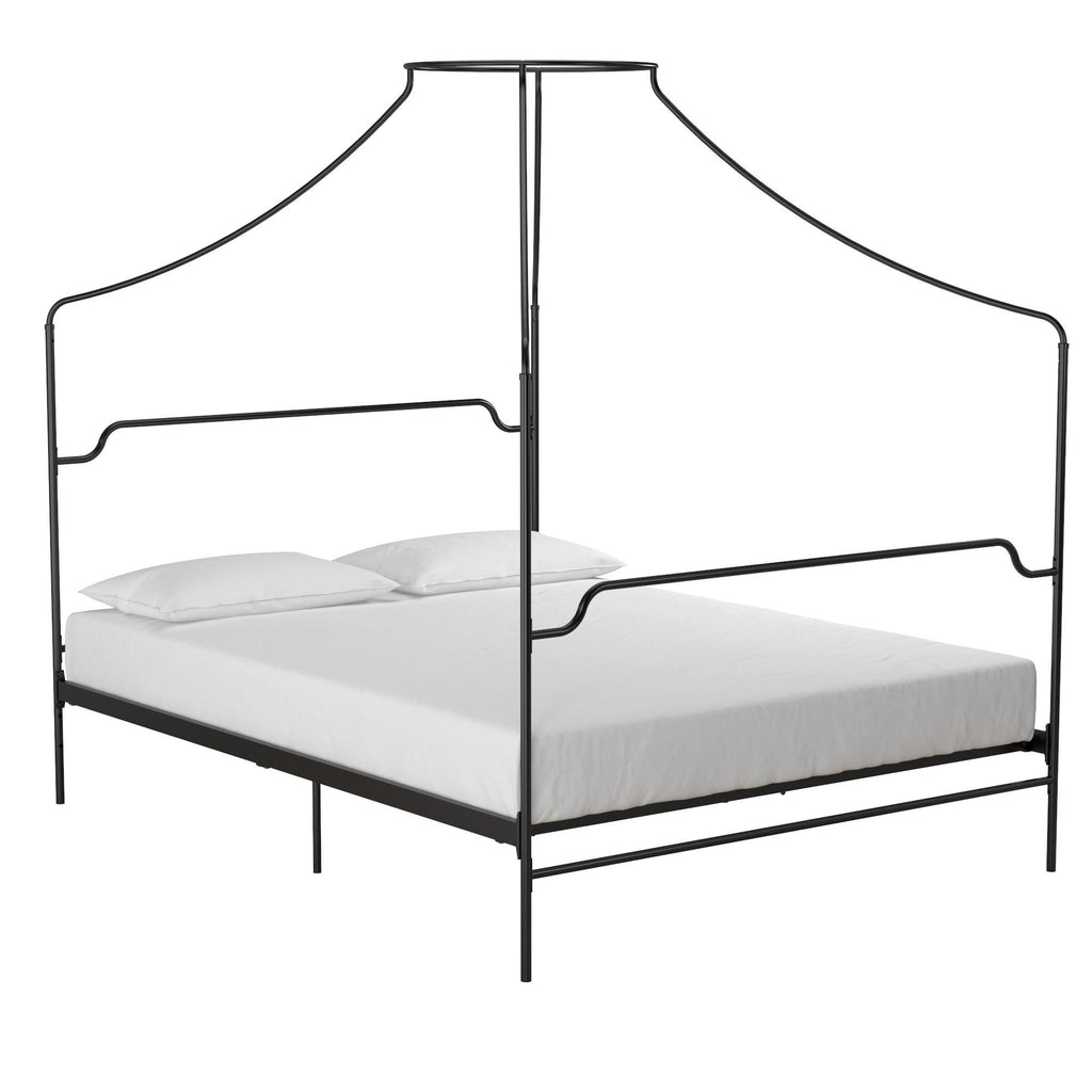 Black Metal Canopy Queen Size Bed V4926