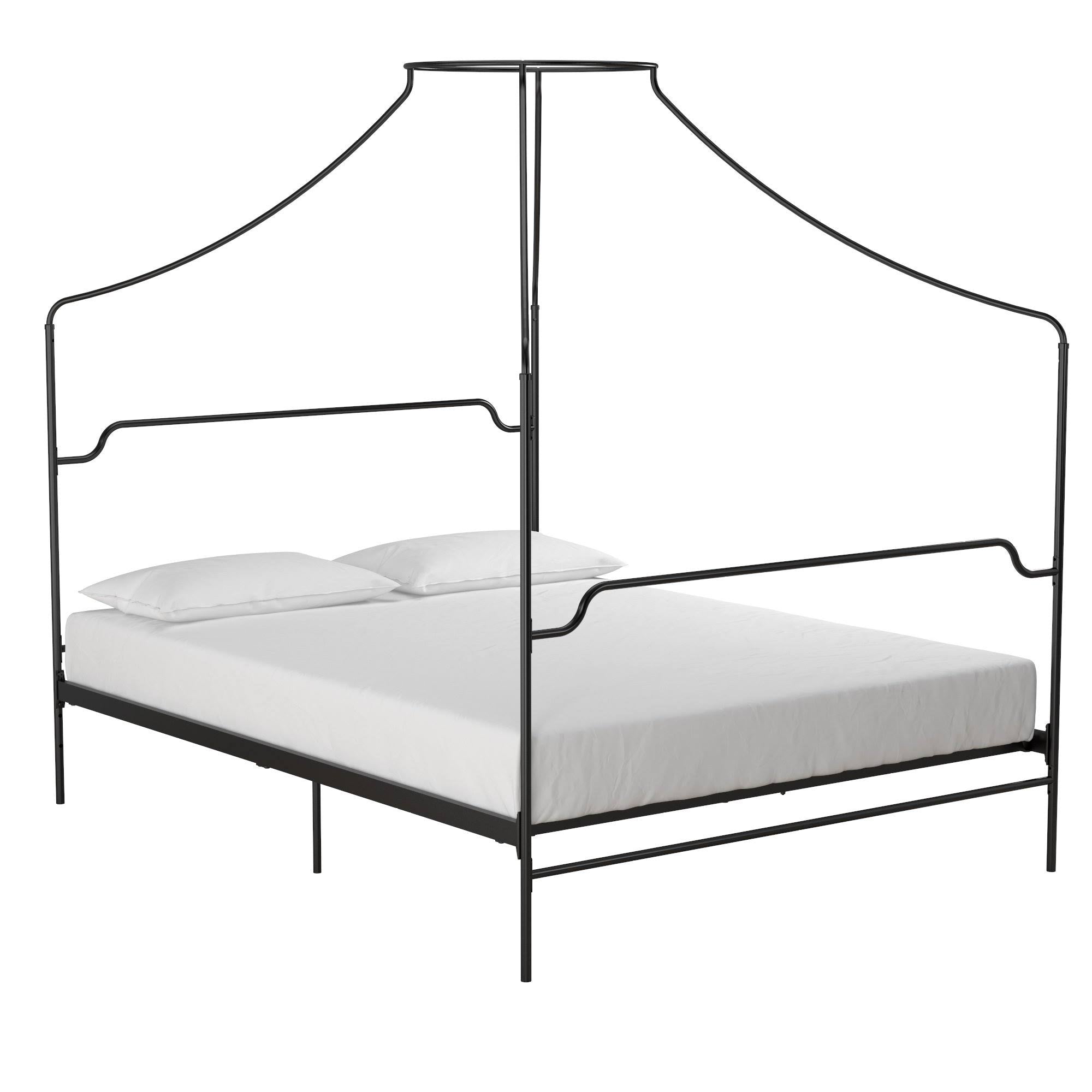 Black Metal Canopy Queen Size Bed V4926