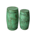 Green 2-Piece Metal Stool Set V45562