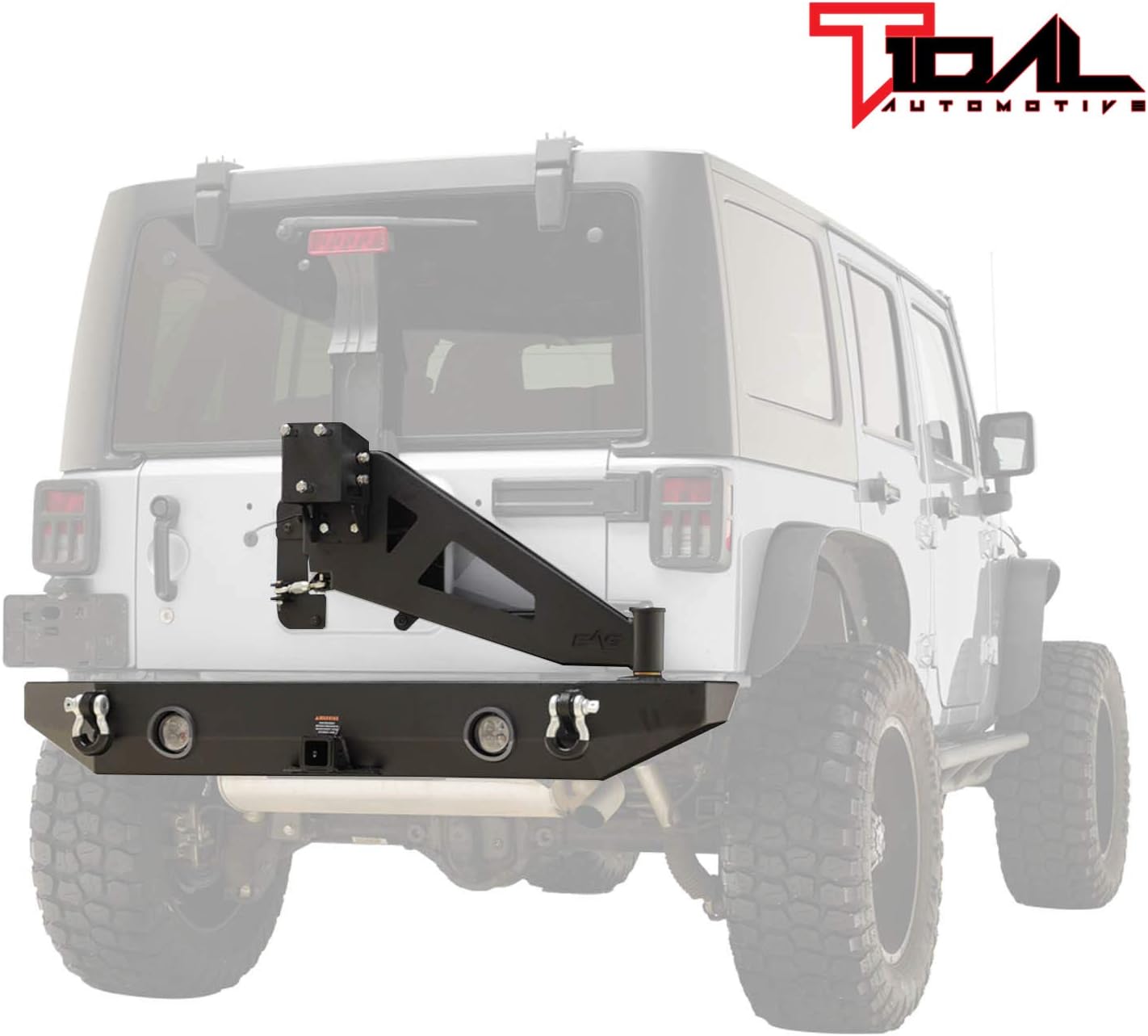 Rear Bumper with Spare Tire Rack and Hitch Receiver with 2 LED Lights M32966