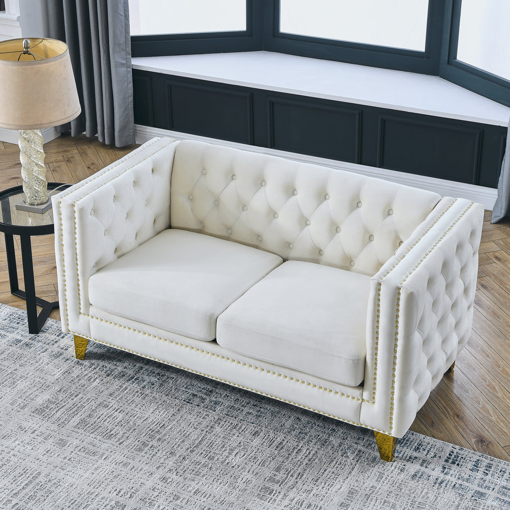 Beige Velvet Sofa N34081