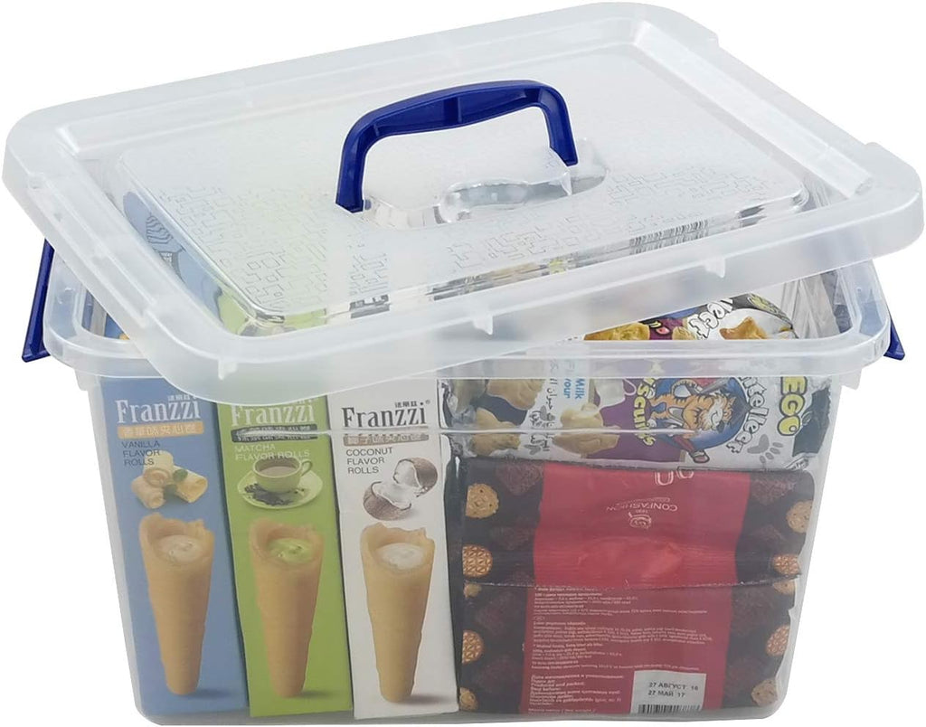 10 L Clear Plastic Storage Box with Handle, 6-Pack O10477