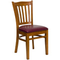 Black Vinyl Seat Cherry Wood Frame Restaurant Chair Y874587
