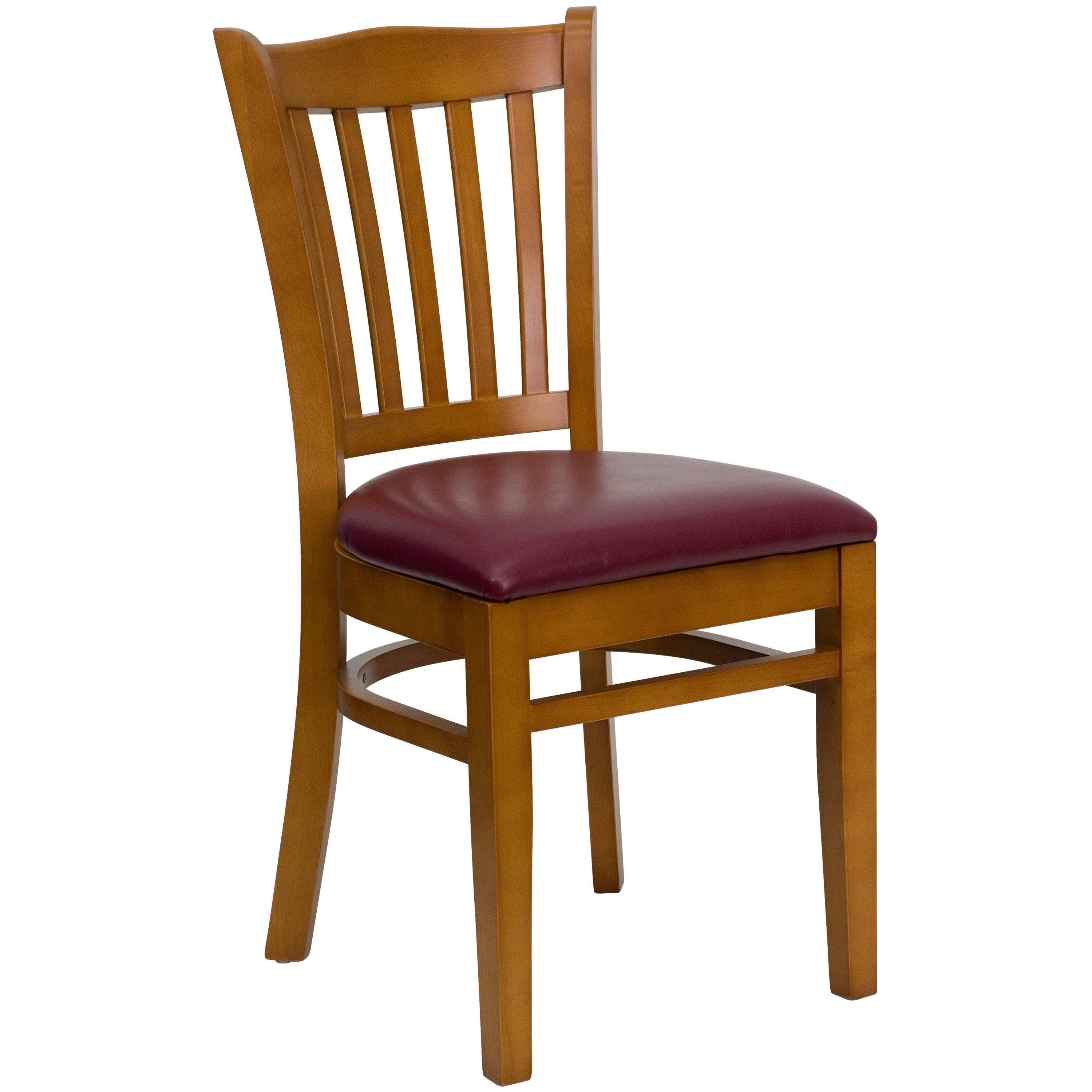 Black Vinyl Seat Cherry Wood Frame Restaurant Chair Y874587