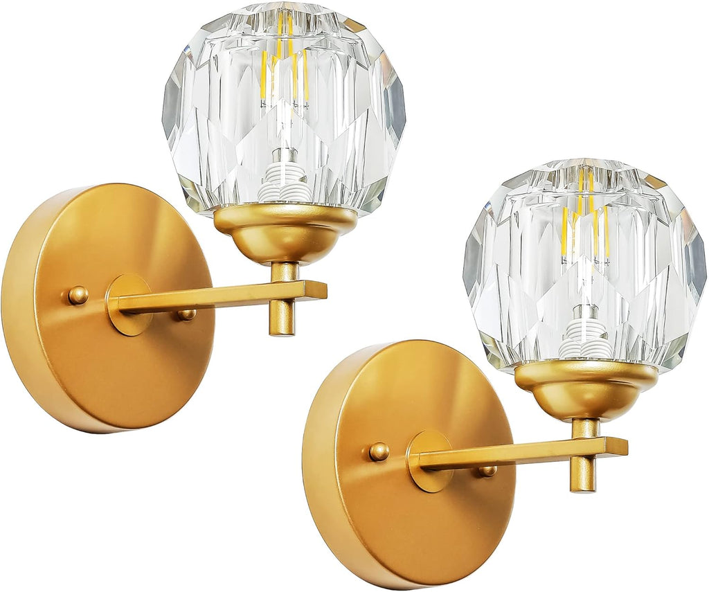Clear Crystal Gold Wall Sconces Set of Two Z65925