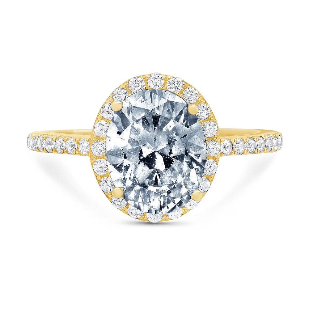 14k Yellow Gold Solitaire Ring with Accents C945