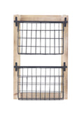 Black Metal 2 Slots Magazine Rack Holder with Suspended Baskets Q157