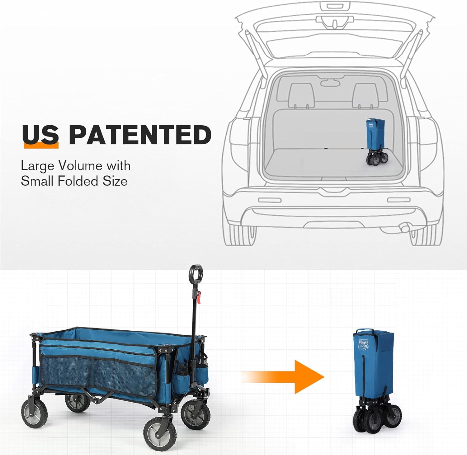 Collapsible Outdoor Folding Wagon Cart with Side Bag Cup Holder L6158