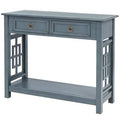 Blue Console Table with 2 Drawers and Bottom Shelf M7376