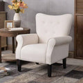 Cream 100% Linen Tufted Wingback Chair S21003