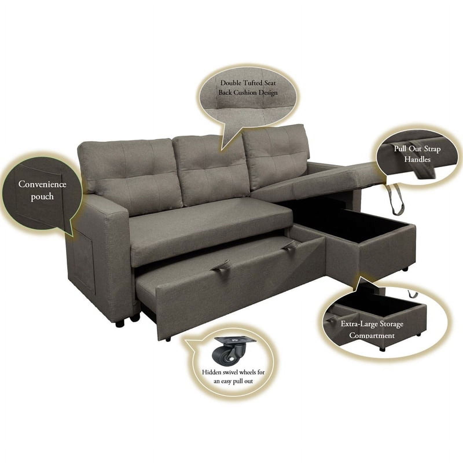 Beige Reversible Sleeper Sofa with Storage I613038