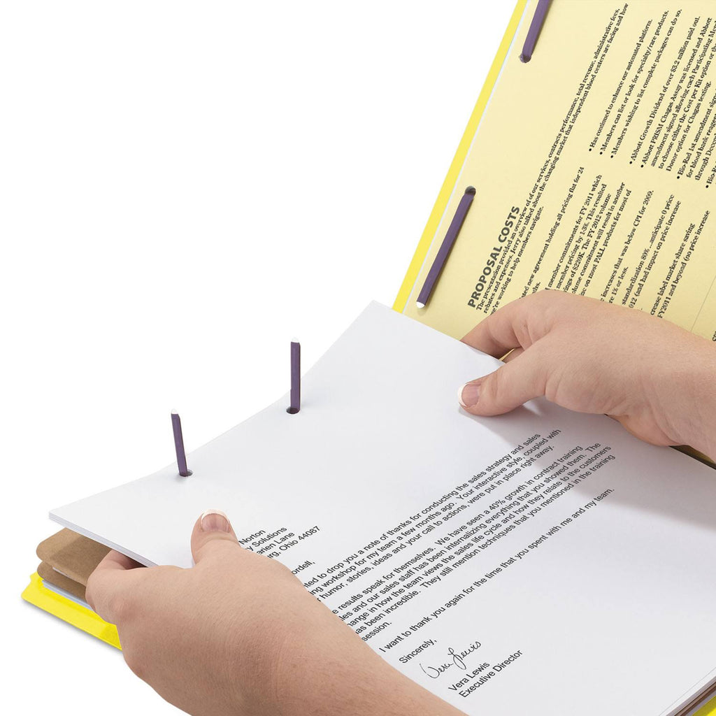 Yellow Legal Classification Folders with Fasteners E2472
