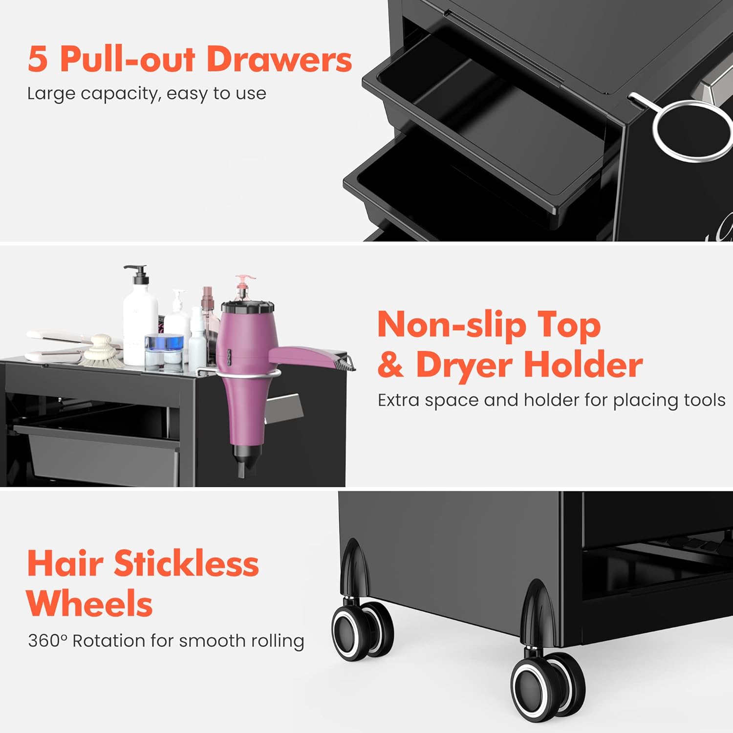Salon Trolley Cart with 5 Trays H222