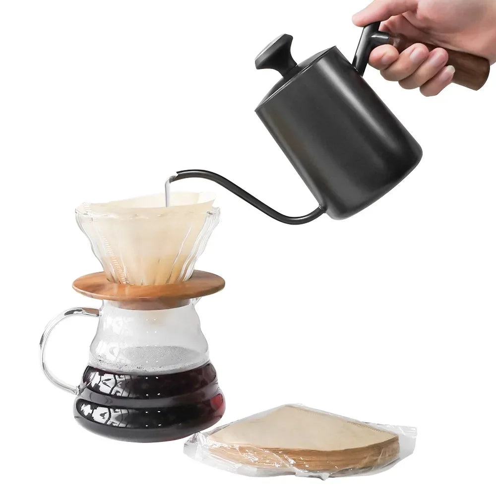 Black Stainless Steel GooseNeck Kettle with Thermometer B7381