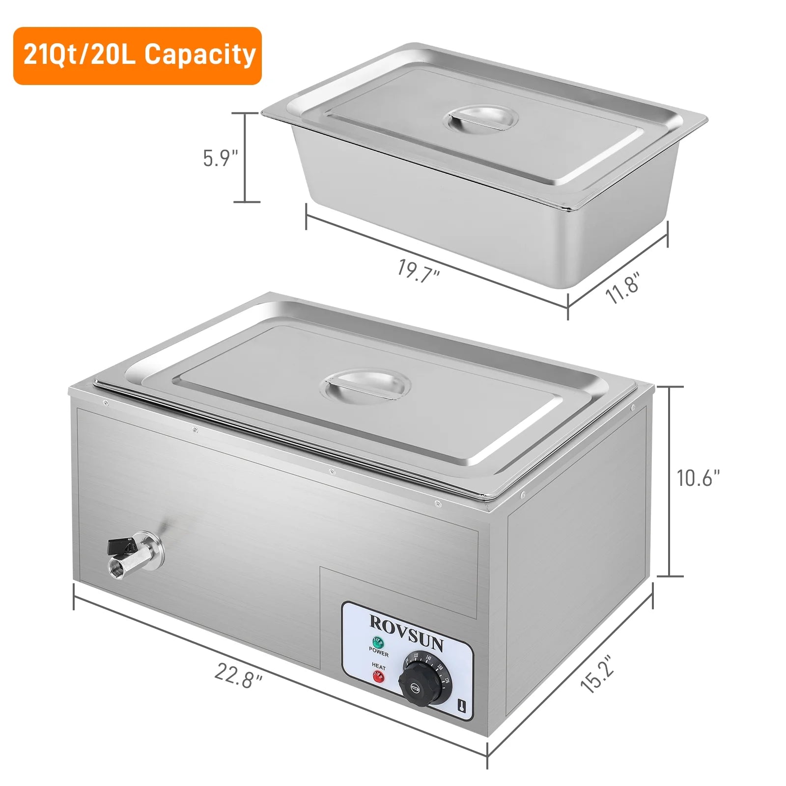 21QT Stainless Steel Commercial Food Warmer O764223