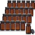 24 Pack Amber Glass Bottle with Black Ribbed Lid O76506