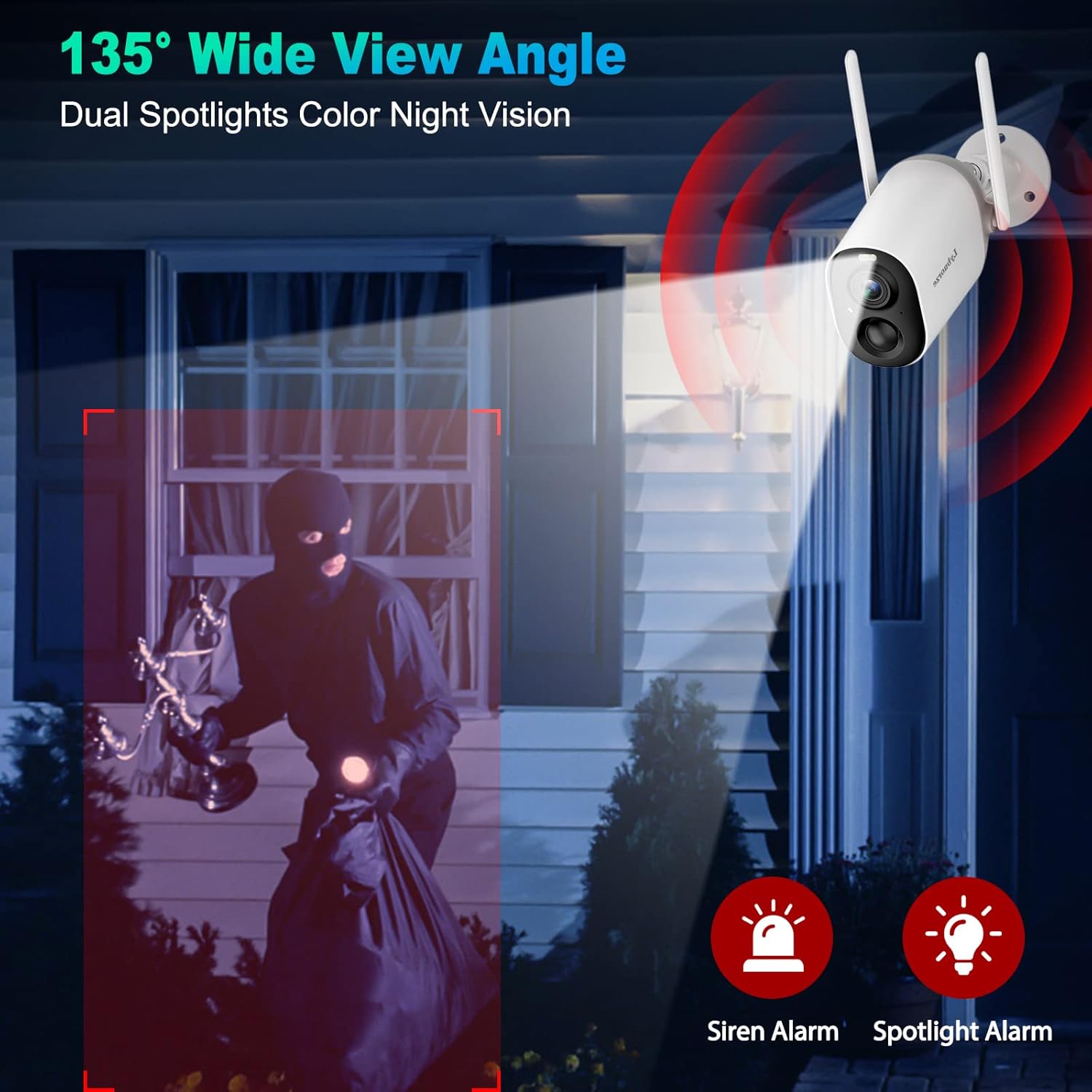 Wireless Outdoor Security Cameras with Color Night Vision and IP66 Waterproof L9829