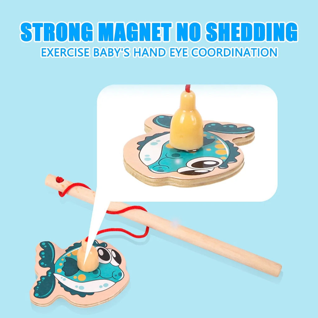 Magnetic Fishing Game Toys Set with Wooden Fish Rod Z6487
