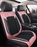 Black & Pink Leather Car Seat Covers 5 Seats Full Set X97396
