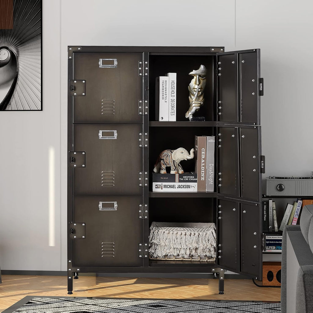 Metal Storage Cabinet with 4 Doors, 55 Height Steel Cabinet with Lockable Doors B664