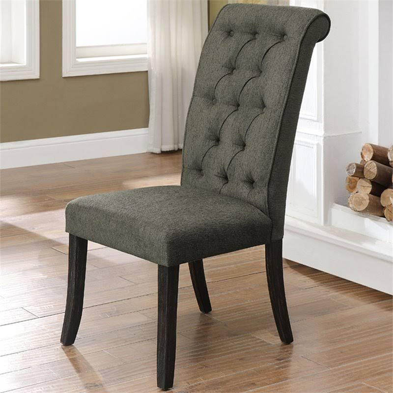 Gray Fabric Side Chair Set of 2 Y2207
