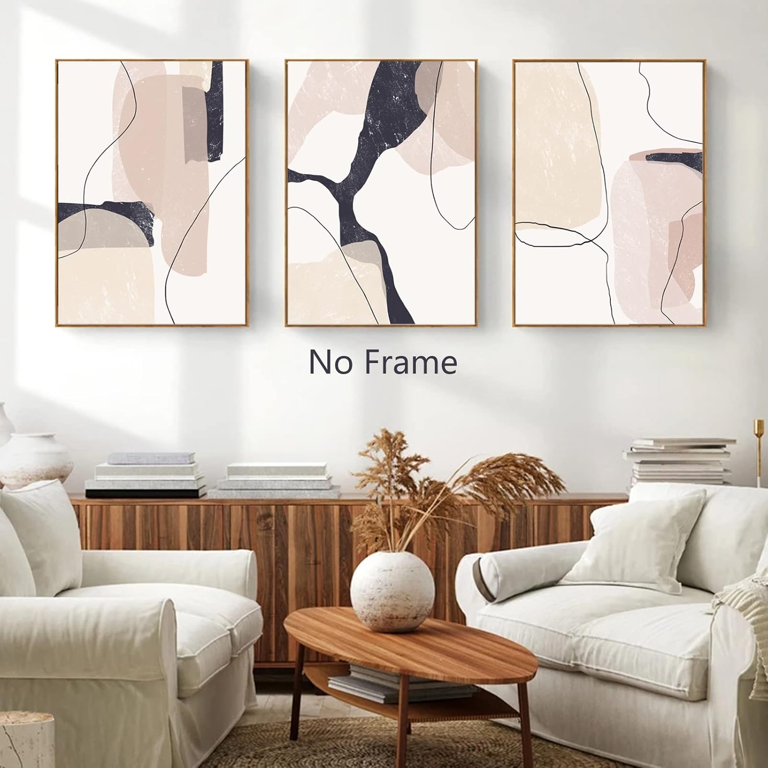 Beige Abstract Canvas Wall Art 20x28inchx3pcs No Frame D6196
