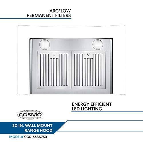 30x22 Wall Mount Range Hood with Glass, Stainless Steel A685706