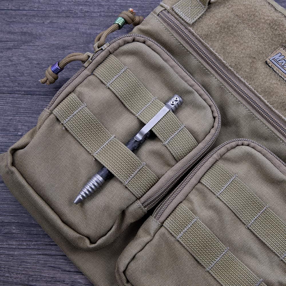 Titanium Tactical Pen with Glass Breaker Tool, Bolt Action Pen in Carbon Fiber barrel M401