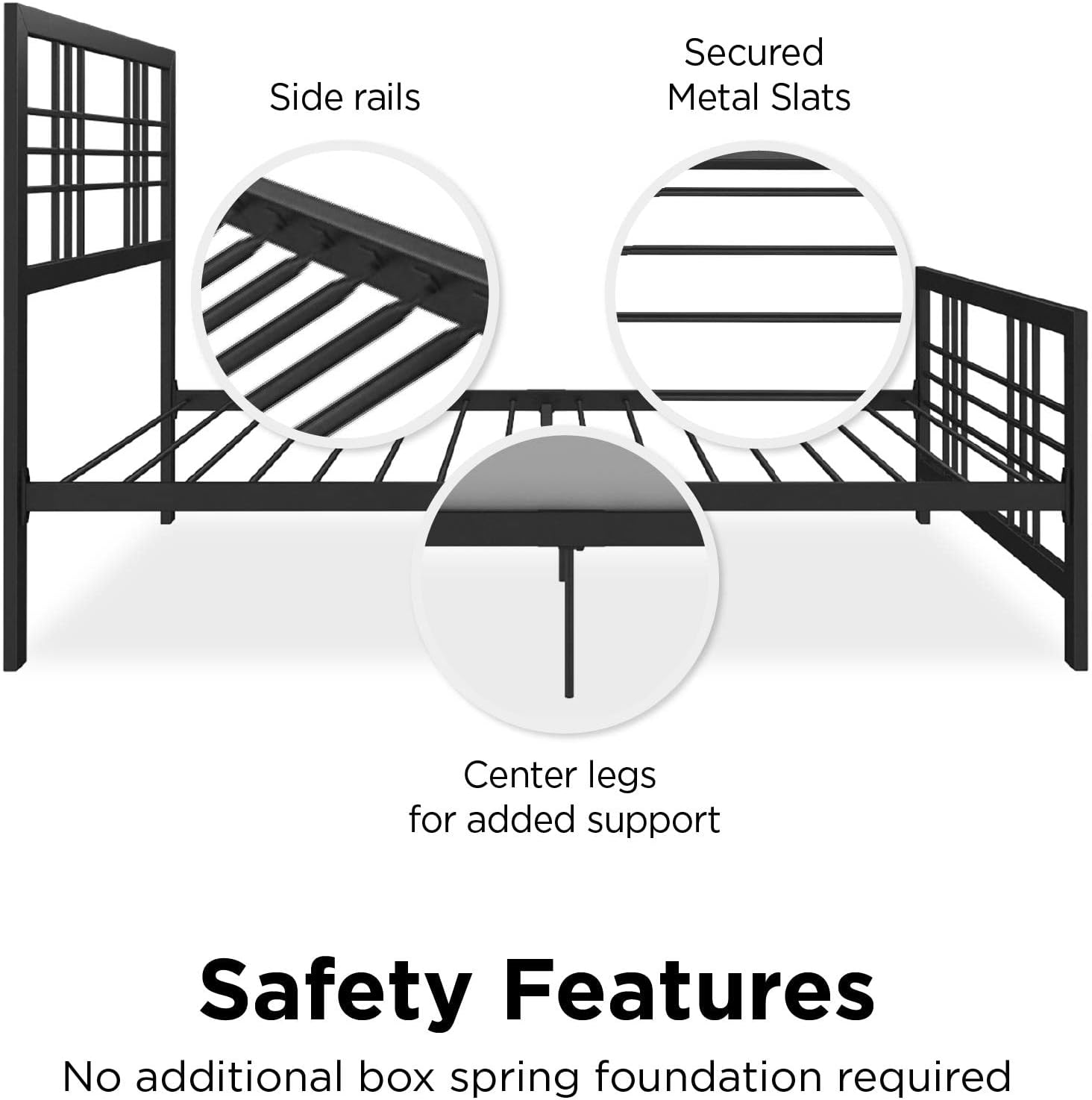Twin Size Metal Bed Frame with Adjustable Storage L3283