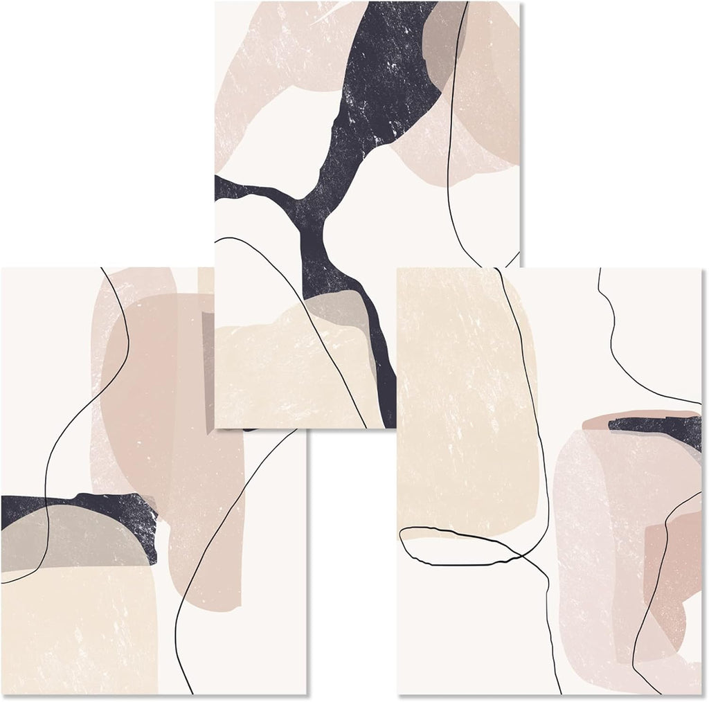 Beige Abstract Canvas Wall Art 20x28inchx3pcs No Frame D6196