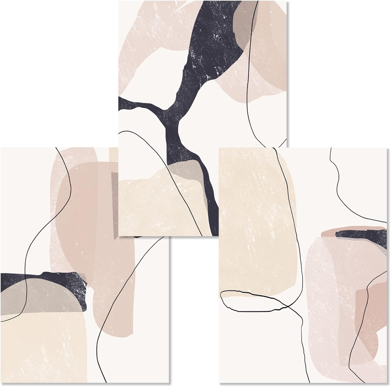 Beige Abstract Canvas Wall Art 20x28inchx3pcs No Frame D6196