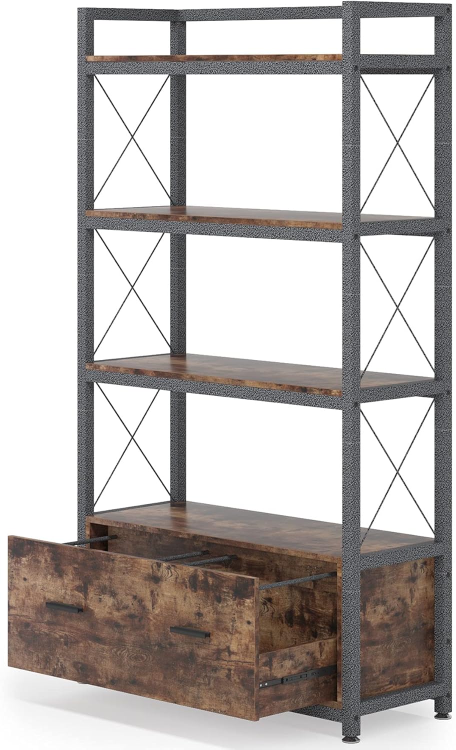 Freestanding Lateral Filing Cabinet with Open Storage Shelves G176088