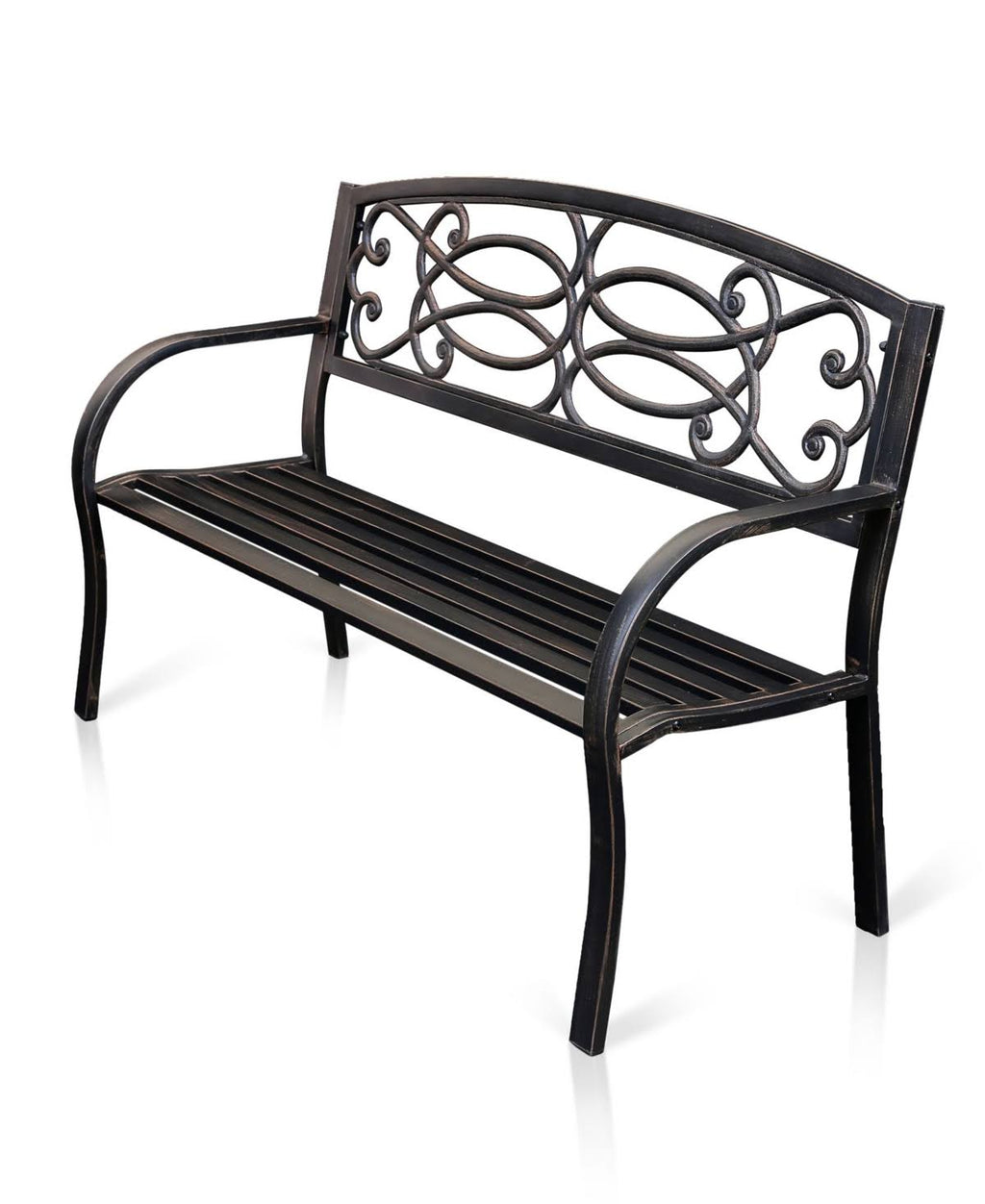 Black Slatted Outdoor Bench X834591