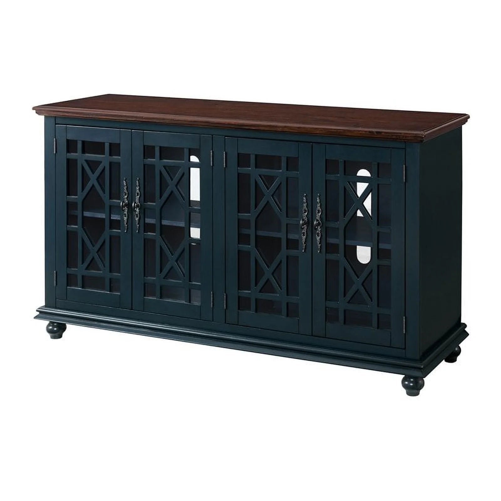 63" TV Stand Catalina Blue with Coffee Walnut Top V474802
