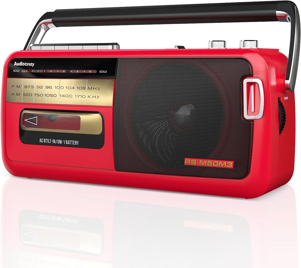White Retro Boombox Cassette Player with USB Slot R681339