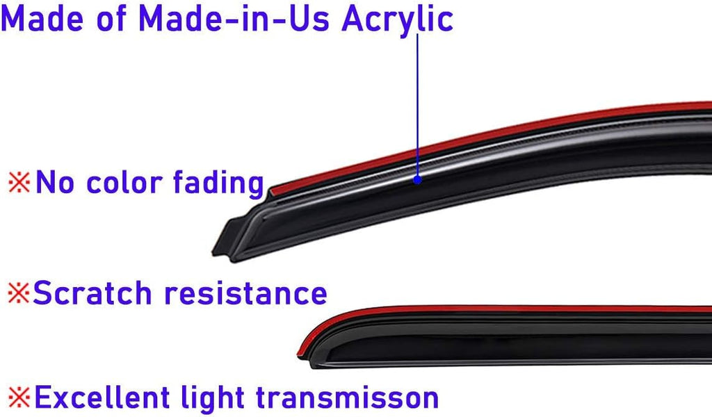 4 PCS Dark Smoke In-Channel Side Window Deflector Rain Guard G519083