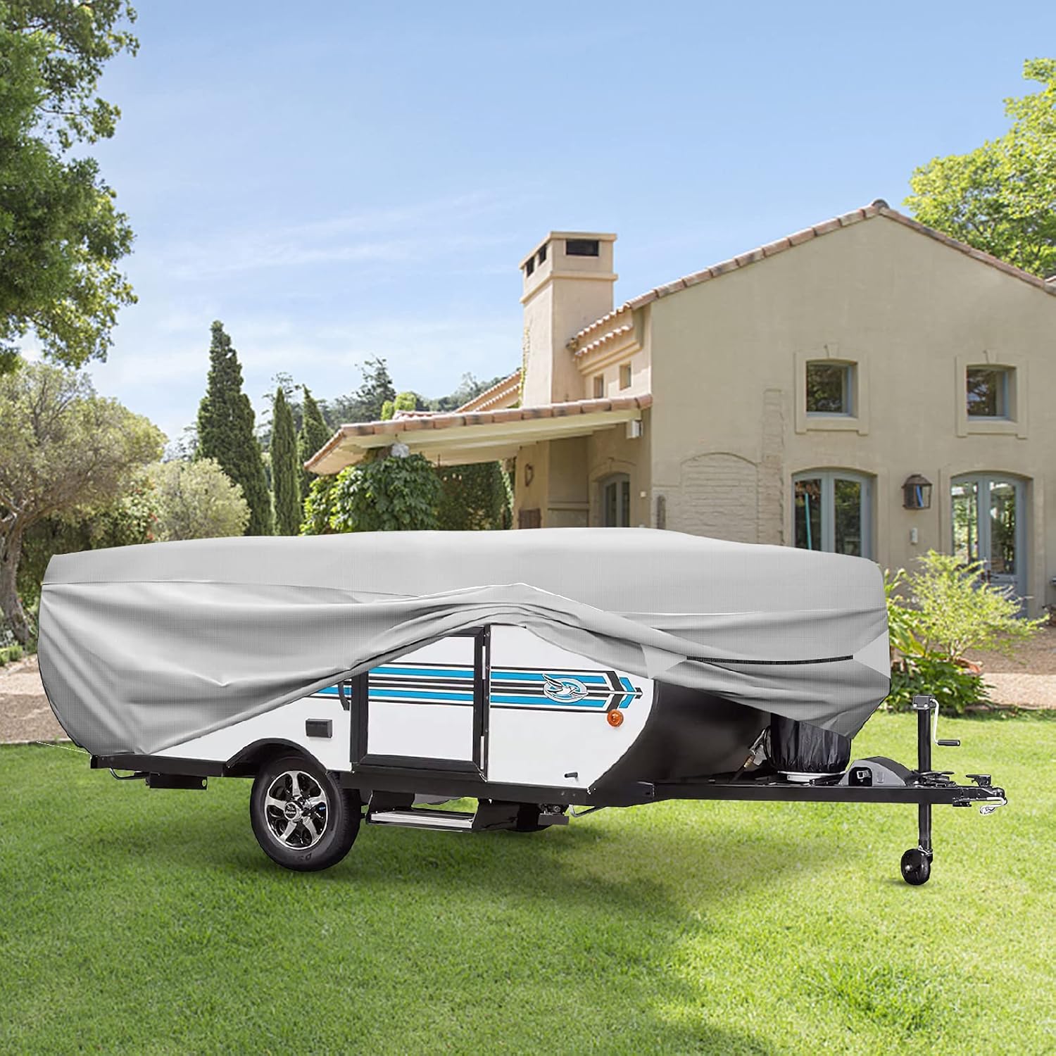 520D Oxford Pop up Camper Cover Waterproof Breathable Anti-UV Ripstop RV Storage Cover U3742