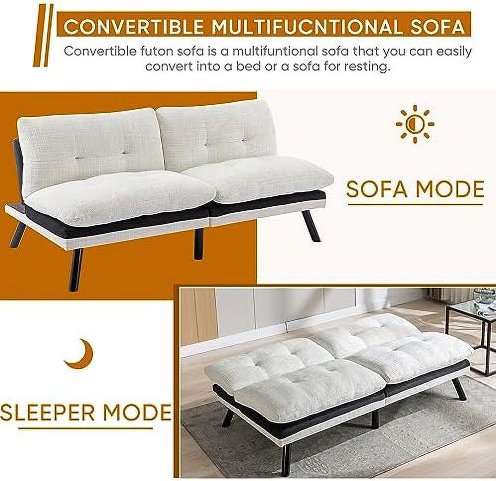 Convertible Memory Foam Futon Sofa Bed Loveseat with Adjustable Backrest T273