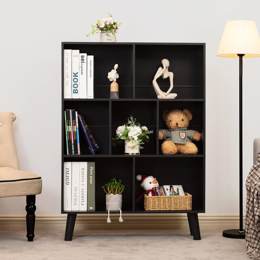 Black 3 Tier Wood Bookshelf U73079