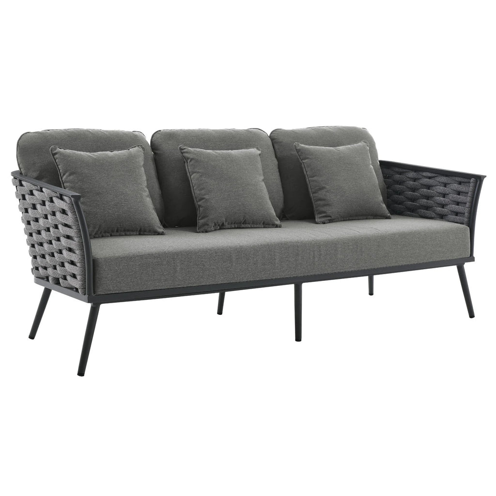 3 Piece Outdoor Aluminum Sectional Sofa Set in Gray X238
